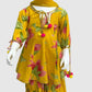 Yellow Pure Cotton Kids Anarkali + Sharara Set with Net Dupatta | Label Anju Kumar Kids