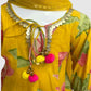 Yellow Pure Cotton Kids Anarkali + Sharara Set with Net Dupatta | Label Anju Kumar Kids