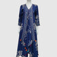 Royal Blue Pure Crepe Indo-Western Printed Co-ord Set