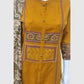 Mustard Khadi Cotton A-Line Suit Dupatta Set with Patchwork & Pockets | Label Anju Kumar