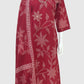 Red Cotton Printed Straight Suit Dupatta Set with Embroidery Highlight on Neck Yolk | Label Anju Kumar