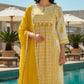 Yellow Cotton Printed Suit Dupatta Set with Embroidered Neck & Malmal Dupatta – Label Anju Kumar