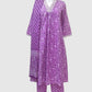 Purple Printed Cotton A-Line Suit Dupatta Set with Pockets & Thread Work | Label Anju Kumar