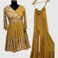 Mustard Muslin Angrakha Style Sharara Set with Dupatta – Semi Formal Women’s Ethnic Wear