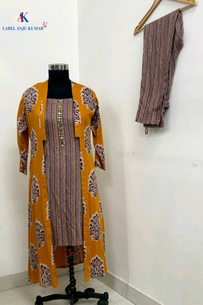 Mustard Printed Muslin Coord Set – Stylish Women’s Ethnic Wear