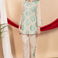 Off White Khadi Cotton Semi-Formal Coord Set with Sky Blue Thread Work | Label Anju Kumar