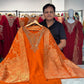 Orange Silk Suit Dupatta Set with Banarasi Dupatta | Label Anju Kumar
