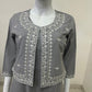 Grey Pure Cotton Coord Set with Short Shrug & Thread Embroidery | Label Anju Kumar