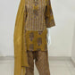 Mustard Cotton Straight Suit with Farshi Salwar & Dupatta | Gota Lace Detail | Label Anju Kumar