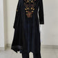 Black Velvet Suit with Trousers & Embroidered Dupatta – Women’s Party & Winter Ethnic Wear | Label Anju Kumar