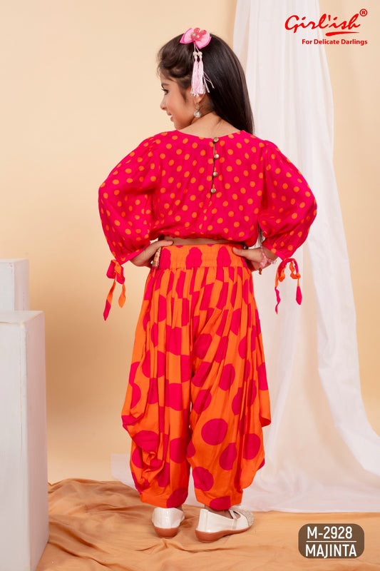 Majinta Muslin Crop Top with Swarovski Work & Patiala Salwaar – Kids Ethnic Wear