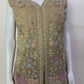 Golden Premium Tissue Sharara Suit with Hand Embroidered Long Choli & Necklace Dupatta