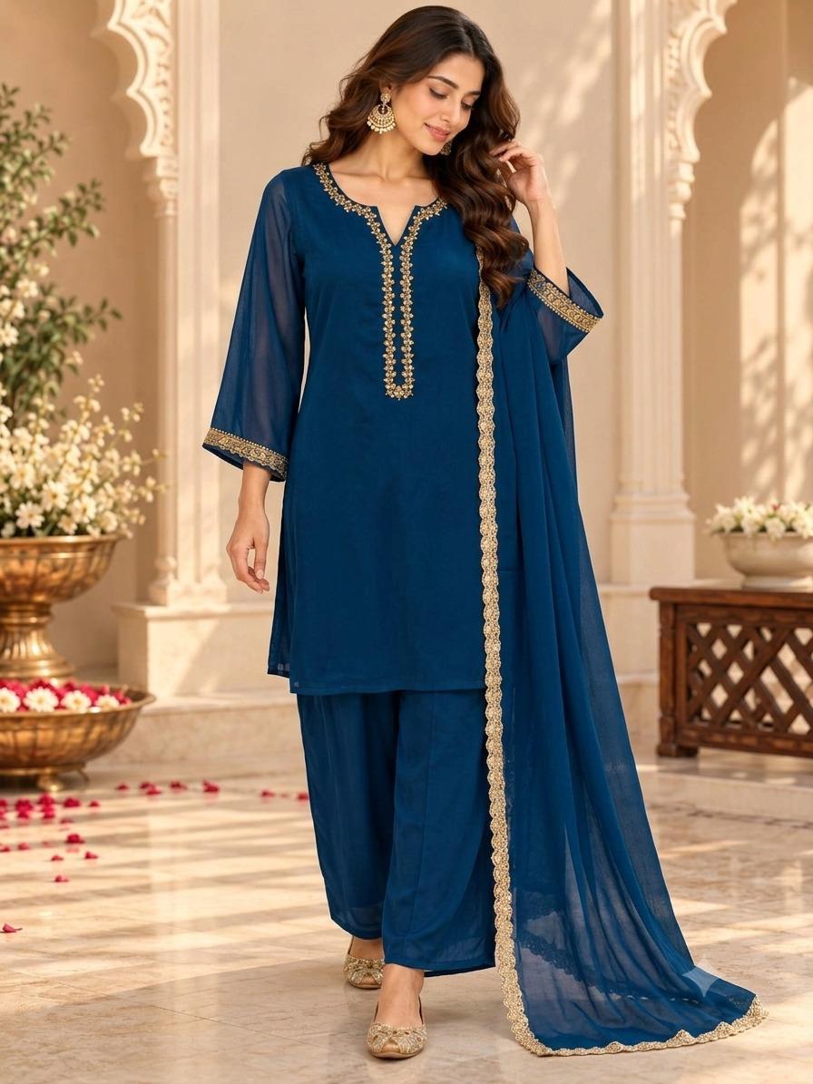 Navy Blue With Dupatta (Design.No-12048)