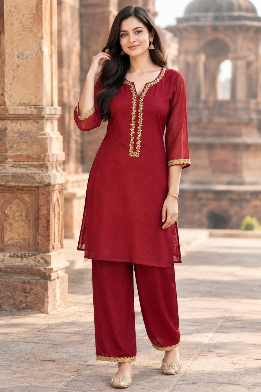 Maroon Without Dupatta (Design.No-12048)