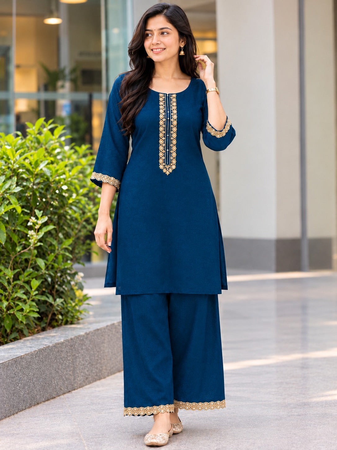 Magenta, Mehroon & Blue Without Dupatta (Design.No-12020)