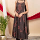 Black & Red Cotton Spaghetti Anarkali Suit Set with Mirror Embroidery & Net Dupatta – Women’s Ethnic Wear