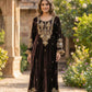 Brown Velvet Long Kaftaan Dress with Hand Mirror Work – Women’s Party & Winter Wear | Label Anju Kumar
