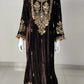 Brown Velvet Long Kaftaan Dress with Hand Mirror Work – Women’s Party & Winter Wear | Label Anju Kumar
