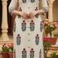 Off White Khadi Cotton A-Line Kurti with Pockets & Floral Hand Block Print | Label Anju Kumar