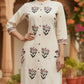 Off White Khadi Cotton A-Line Kurti with Pockets & Floral Hand Block Print | Label Anju Kumar