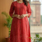 Mix Printed Cotton A-Line Kurti with Pockets & Round Neck | Label Anju Kumar