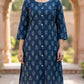 Mix Printed Cotton A-Line Kurti with Pockets & Round Neck | Label Anju Kumar