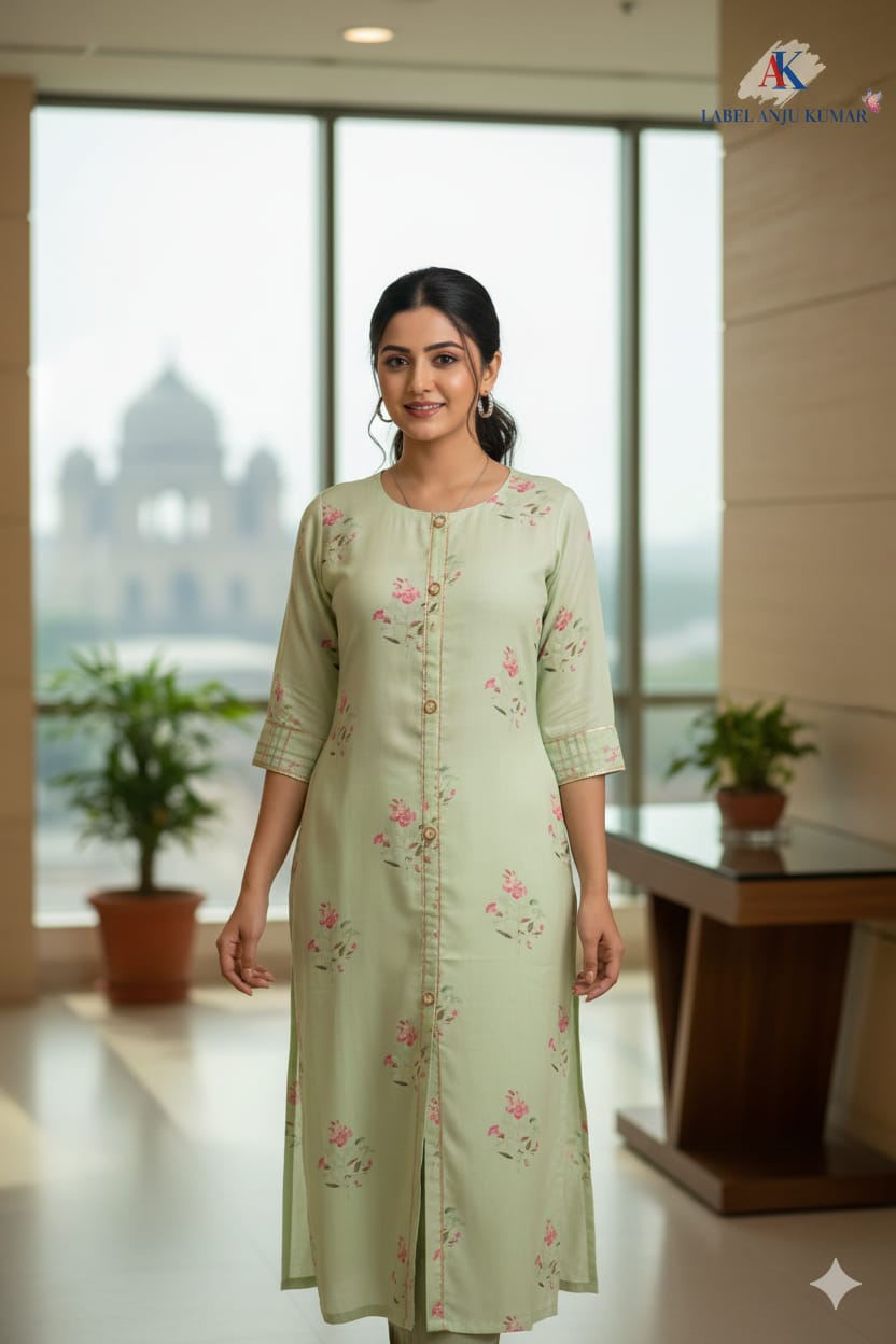 Multi-Colour Print Pure Muslin Kurti | Label Anju Kumar