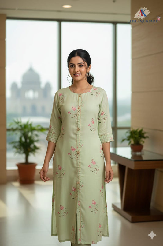 Multi-Colour Print Pure Muslin Kurti | Label Anju Kumar