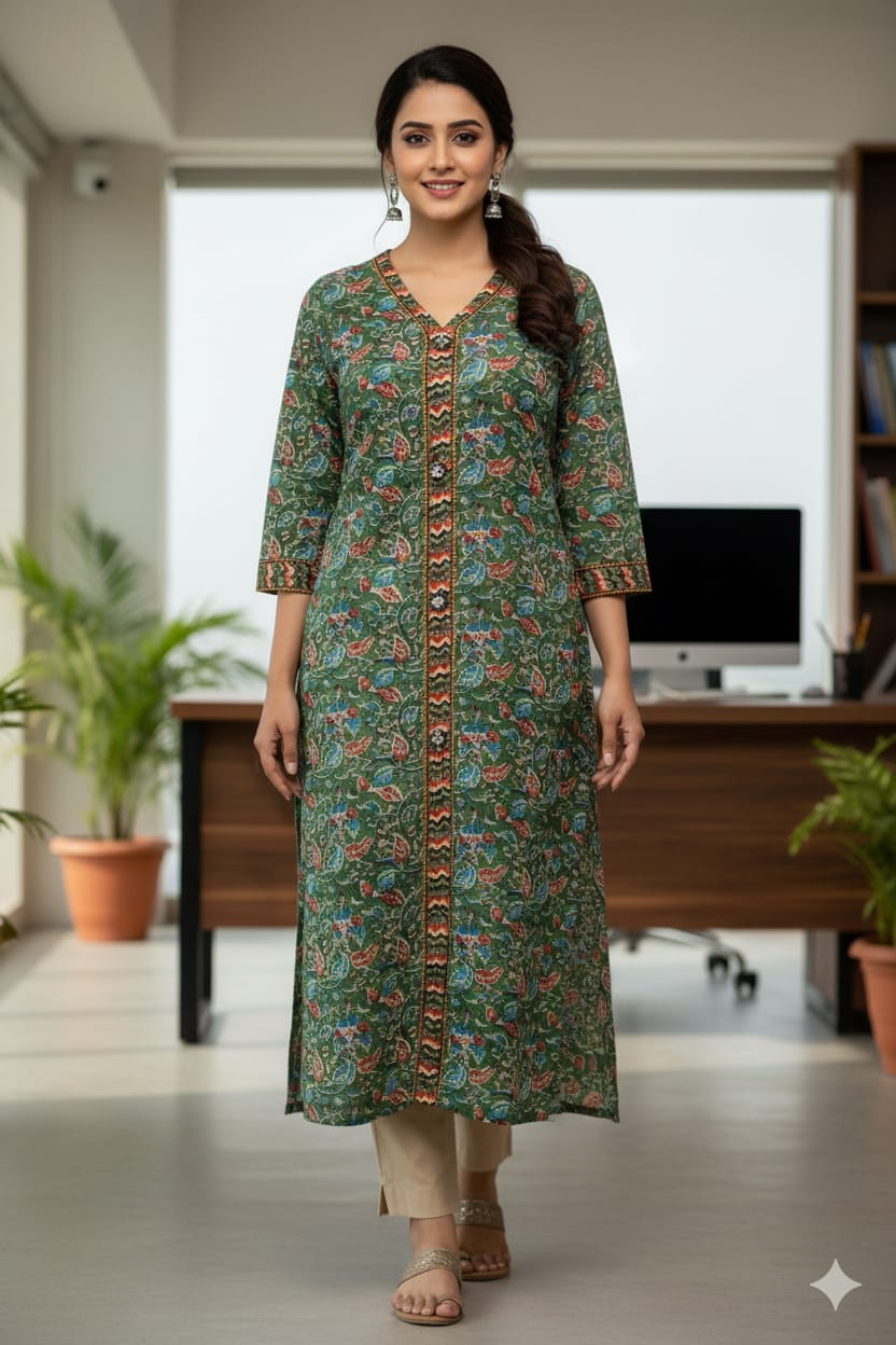 Printed Cotton Kurti – Sizes S-5XL | Label Anju Kumar