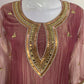Pinkish/Light Wine Salsa Tissue Semi Formal Suit Dupatta Set for Women | Handwork Neck