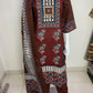 Brown Pure Cotton Pakistani-Style A-Line Suit with Mirror Work
