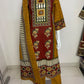 Mustard Pure Cotton A-Line Suit with Mirror Work & Printed Dupatta