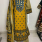 Beige Pure Cotton Pakistani-Style A-Line Suit with Mirror Work & Printed Dupatta