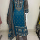 Grey Pure Cotton A-Line Suit with Mirror Work & Printed Dupatta