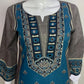 Grey Pure Cotton A-Line Suit with Mirror Work & Printed Dupatta