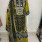 Green Pure Cotton A-Line Suit with Mirror Work & Dupatta