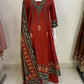 Brown Pure Cotton Anarkali Suit with Patchwork & Coordinated Cotton Dupatta