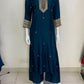 Magenta,Blue & Red Dola Silk Festive Straight Suit with Hand Embroidery & Organza Cutwork Dupatta