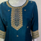 Magenta,Blue & Red Dola Silk Festive Straight Suit with Hand Embroidery & Organza Cutwork Dupatta