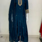 Magenta,Blue & Red Dola Silk Festive Straight Suit with Hand Embroidery & Organza Cutwork Dupatta