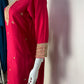 Magenta,Blue & Red Dola Silk Festive Straight Suit with Hand Embroidery & Organza Cutwork Dupatta