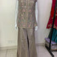 Grey Premium Tissue Sharara Suit with Hand Embroidered Choli & Necklace Dupatta