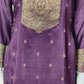 Wine Dola Silk Banarasi Jacquard Farshi Salwar Set