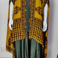 Green & Mehndi Pure Crape Ajrakh Print Indo-Western Dress with Cape Jacket