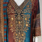 Mehroon & Green Dola Silk Designer Farshi Salwaar Suit Set