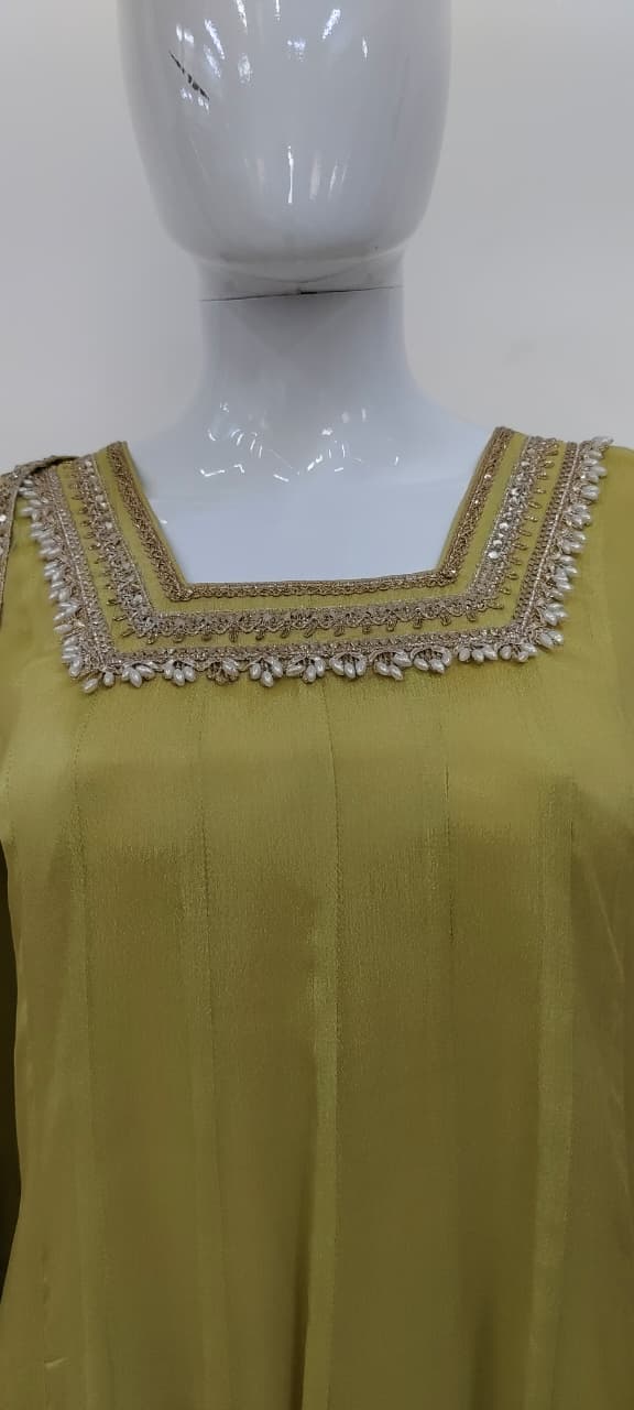 Liril Pure Chinon Anarkali Suit with Organza Dupatta & Lace Detailing