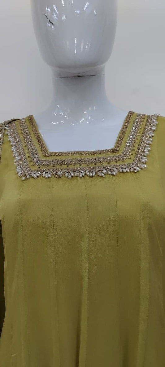 Liril Pure Chinon Anarkali Suit with Organza Dupatta & Lace Detailing