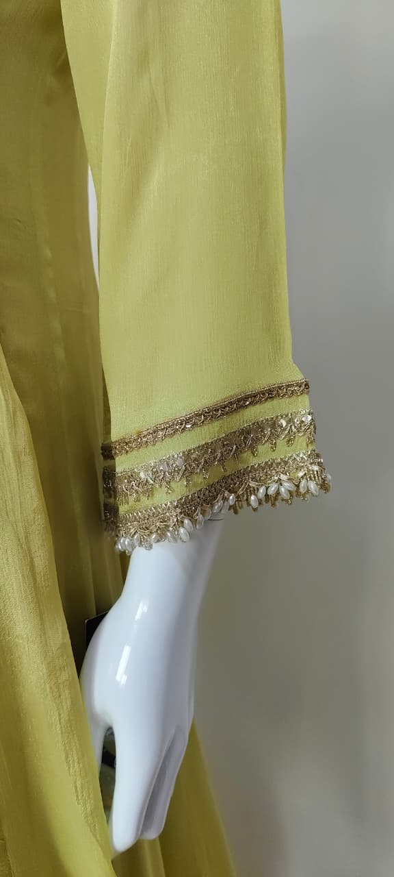Liril Pure Chinon Anarkali Suit with Organza Dupatta & Lace Detailing