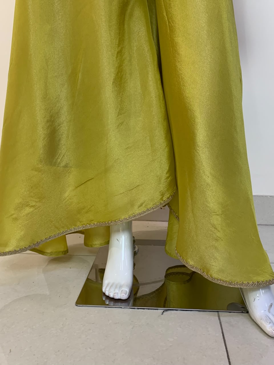 Green, Rust & Off-White Ivory Shimmer Tissue A-Line Anarkali Suit with Sharara & Dupatta