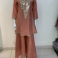 Green, Rust & Off-White Ivory Shimmer Tissue A-Line Anarkali Suit with Sharara & Dupatta